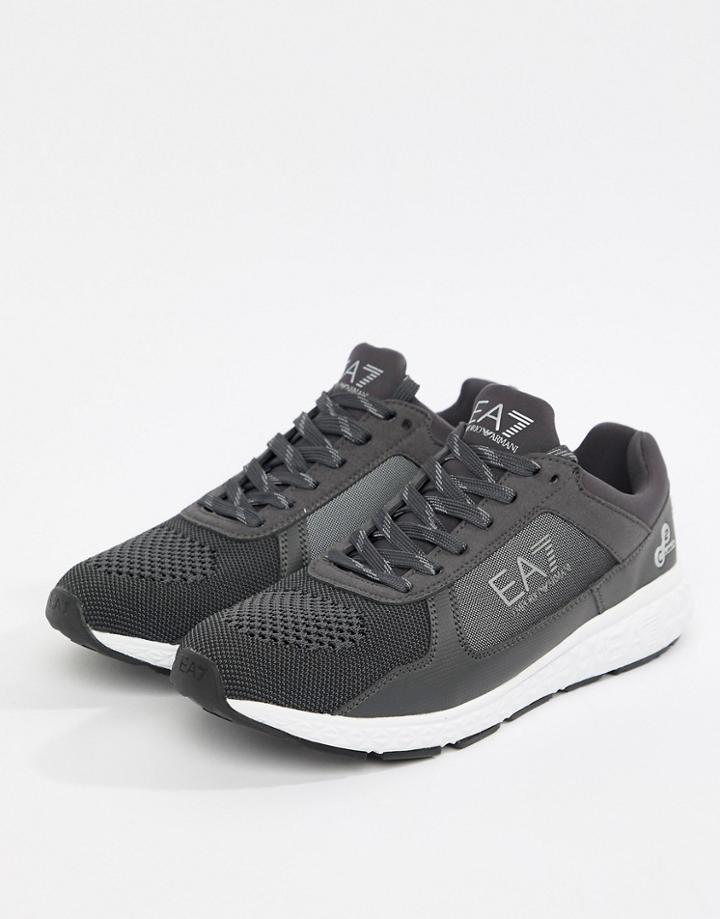 Ea7 Knitted Racer Sneakers In Gray - Gray
