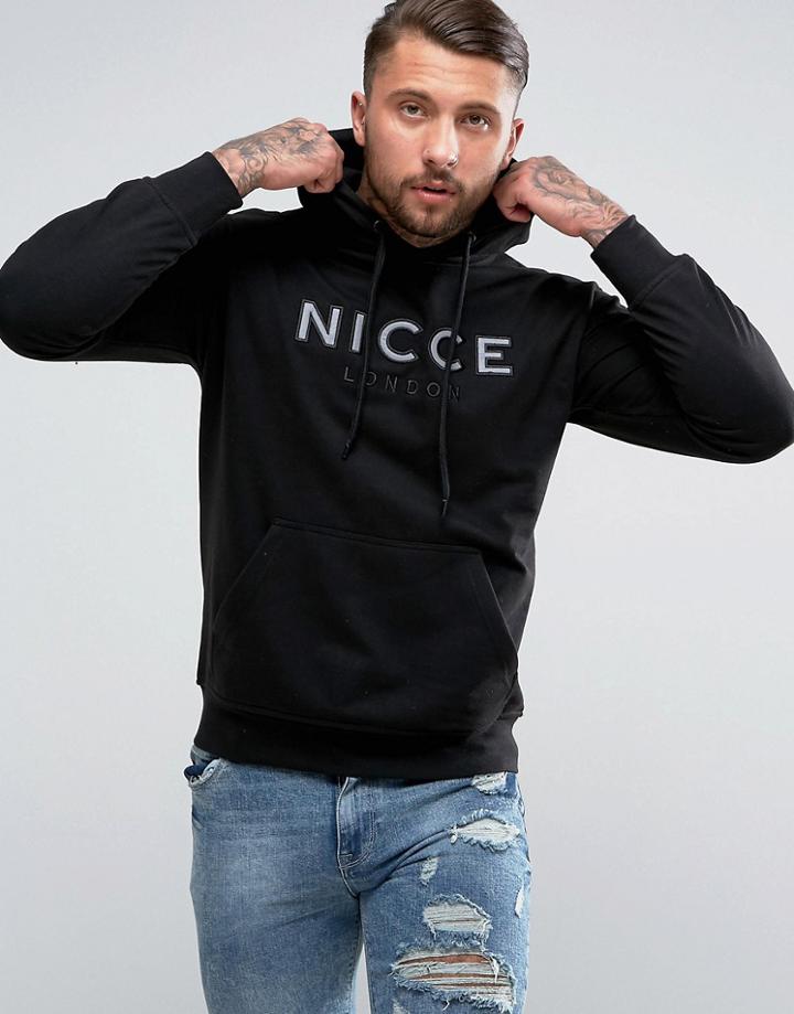 Nicce London Hoodie In Black With Reflective Logo - Black