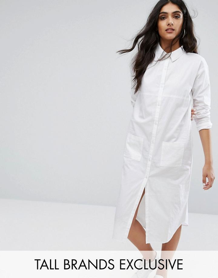 Daisy Street Tall Oversized Shirt Dress - White