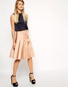 Asos Premium Pleated Skirt In Satin - Pink