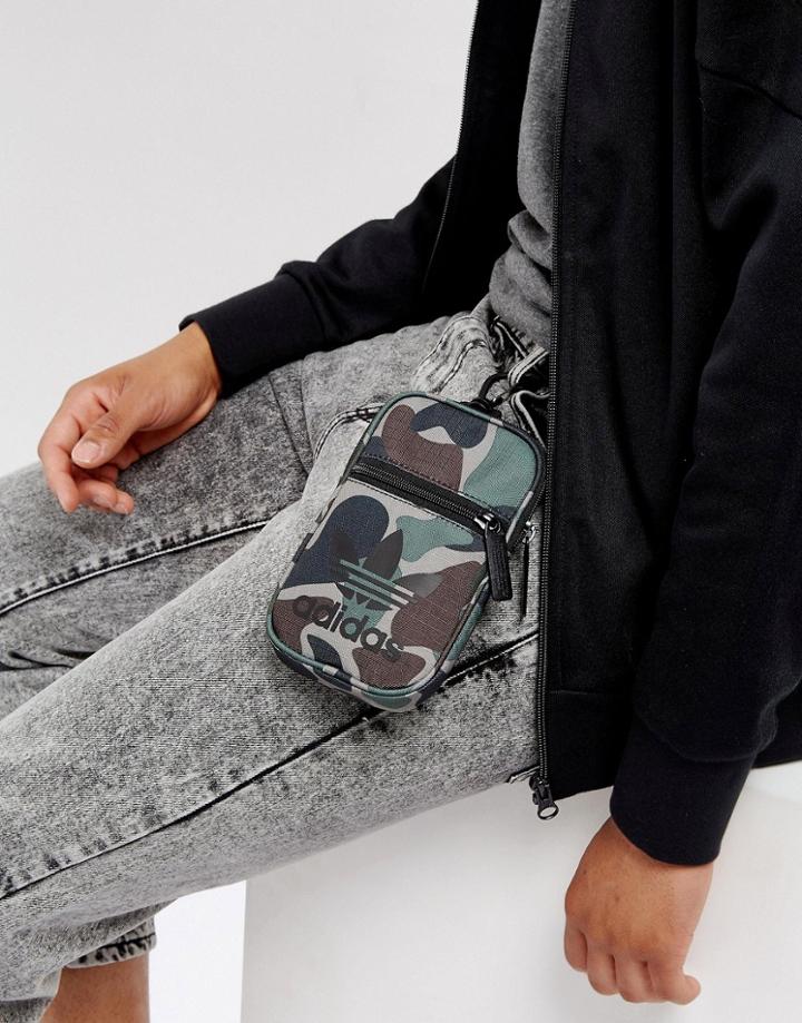 Adidas Originals Festival Flight Bag In Camo Bq6077 - Green