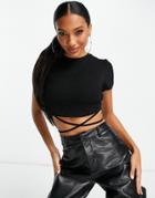 Na-kd X Viktoria & Charline Back Tie Detail T-shirt In Black