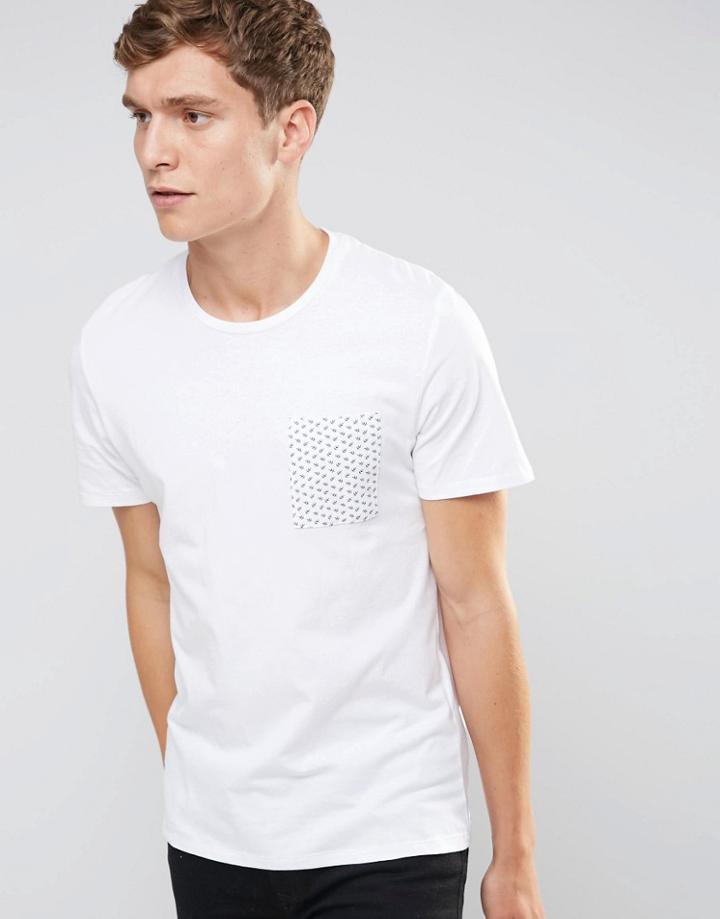Selected Homme T Shirt With Contrast Pocket - White