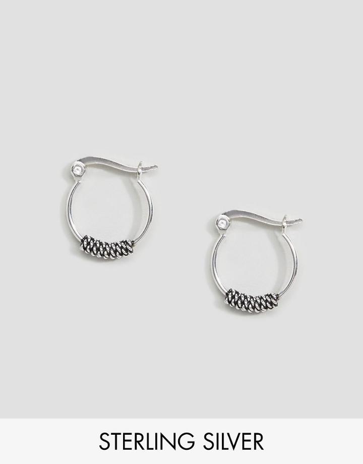 Asos Sterling Silver 14mm Chain Hoop Earrings - Silver