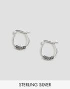 Asos Sterling Silver 14mm Chain Hoop Earrings - Silver