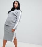 Micha Lounge Curve Knitted Pencil Skirt With Side Stripe Two-piece - Gray