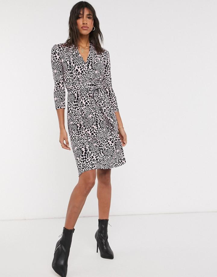 French Connection Animal Meadow Jersey Dress In Pink