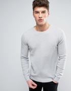 Solid Textured Knit Sweater In Gray - Gray
