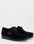 Clarks Originals Wallabee Shoes In Black Suede
