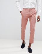Asos Design Super Skinny Crop Smart Trousers In Dusky Pink Cotton Sateen - Pink