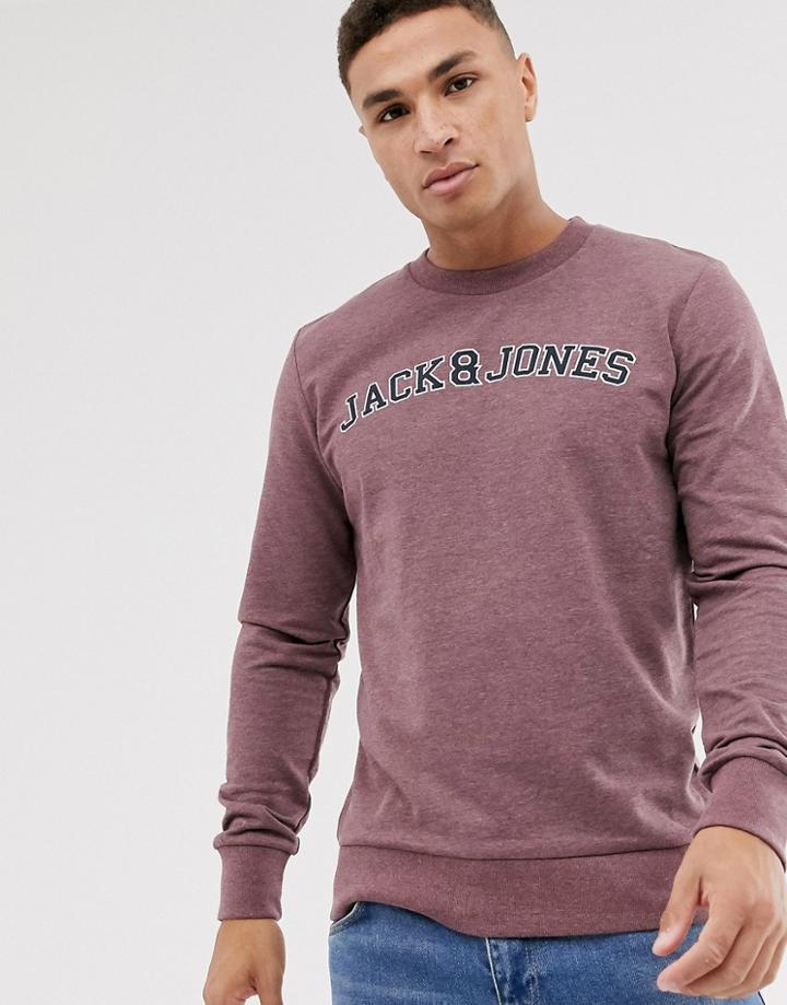 Jack & Jones Originals Crew Neck Large Script Logo Sweat-red