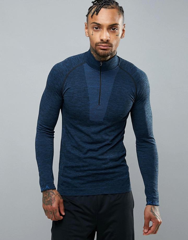 Ki5-a Long Sleeve Seamless Half Zip Top - Gray