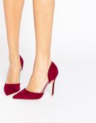 Public Desire Keeley Clear Detail Burgundy Pumps - Red