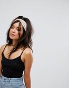 Asos Studded Velvet Knot Headband - Cream