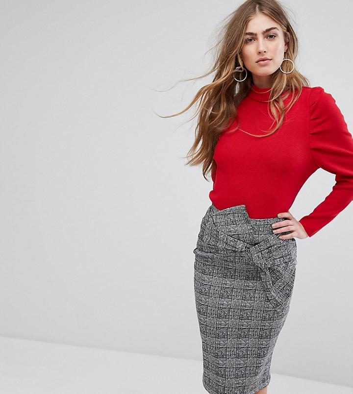 River Island Mutton Sleeve Top - Red