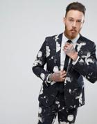 Asos Skinny Suit Jacket In Black Photographic Print - Black