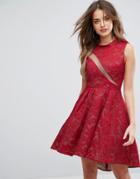 Forever Unique Lace Hi Low Hemmed Dress - Red