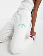Topshop Set Sweatpants With New Port Leg Print In White