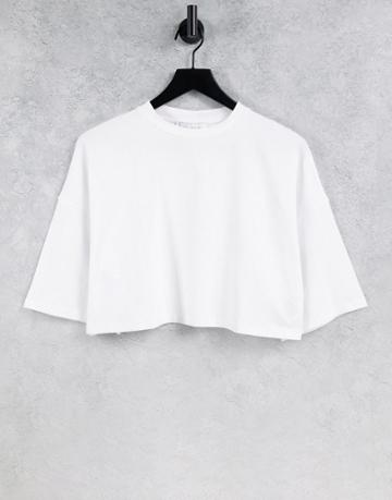 Aligne Organic Cotton Cropped Boxy T-shirt In Pale White
