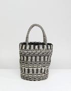 Asos Straw Bucket With Drawstring - Pink