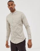 River Island Muscle Fit Denim Shirt In Ecru - Cream