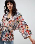 Rd & Koko Printed Velvet Kimono - Cream