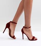 Lipsy Velvet Barely There Shoes - Red