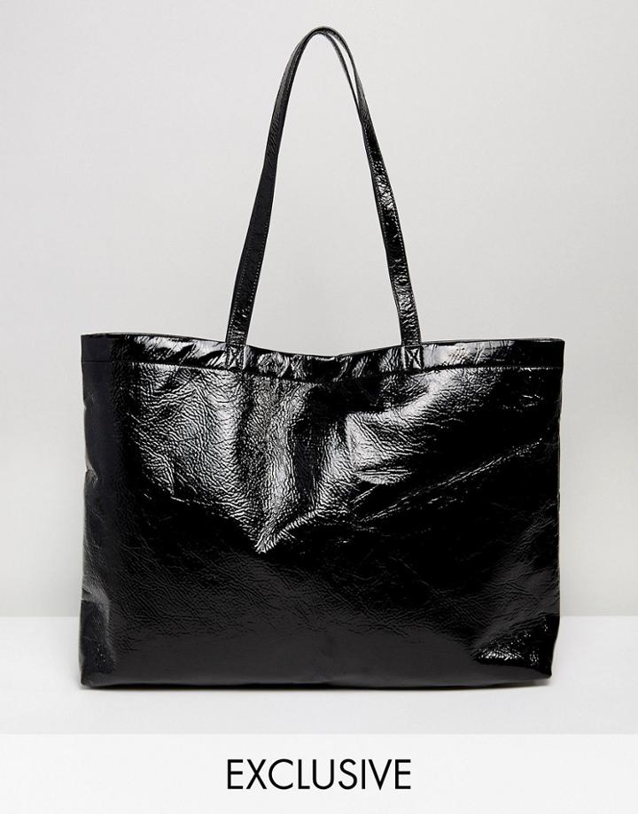 Monki Vinyl Tote Bag - Black