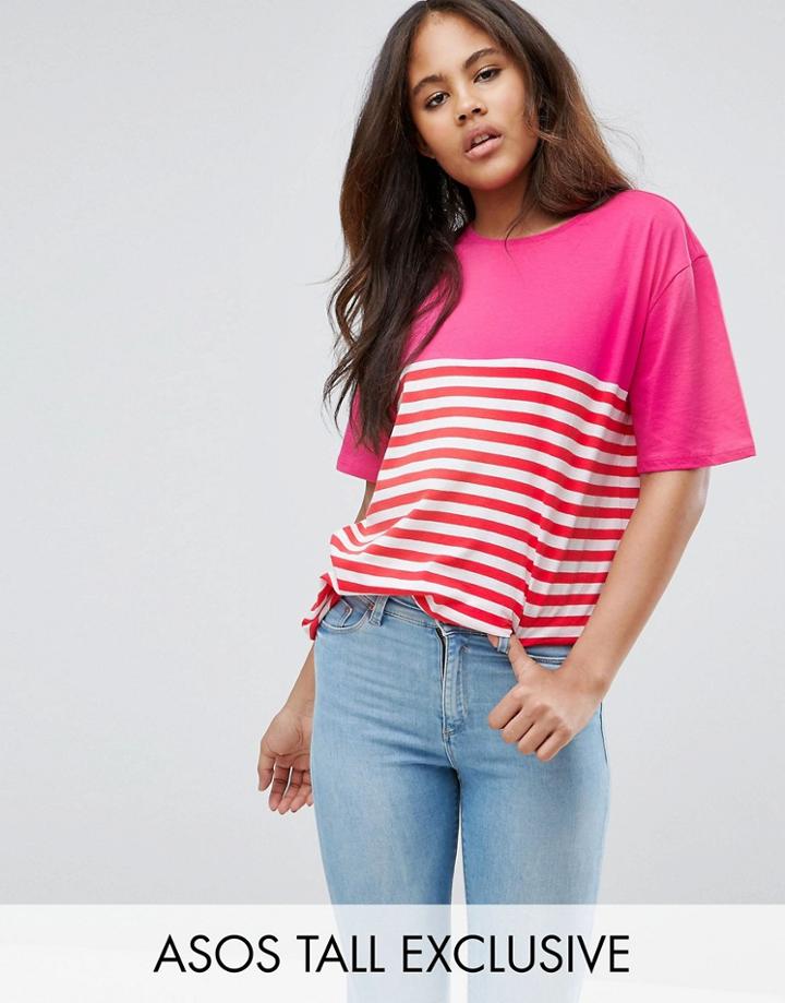 Asos Tall T-shirt In Constrast Stripe - Multi