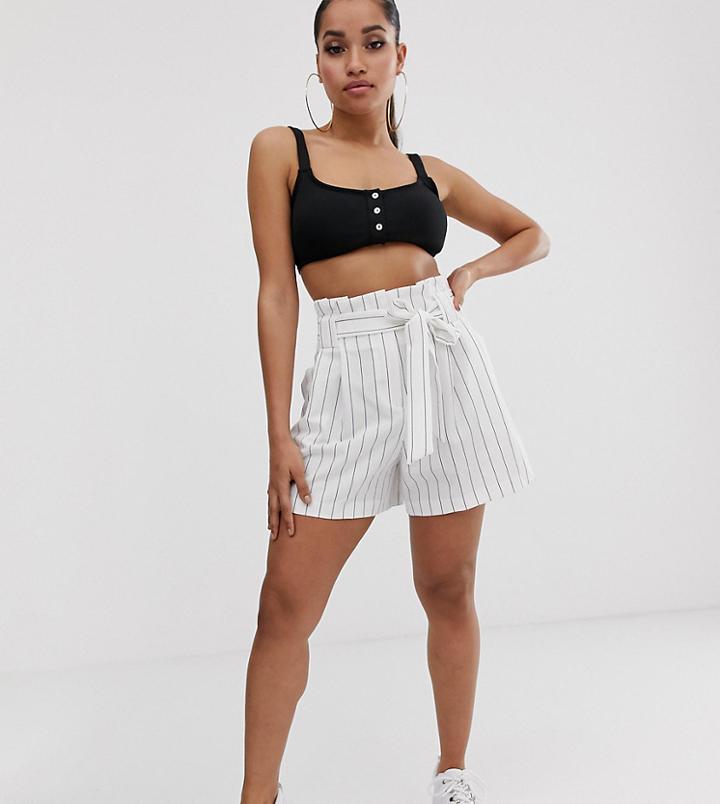 Asos Design Petite Mom Shorts In Pinstripe-multi