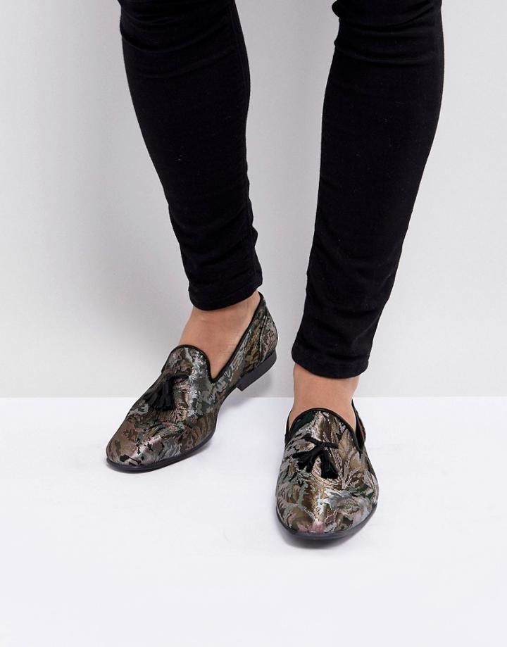 Asos Loafers In Floral Jacquard Print - Multi