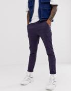 Asos Design Skinny Cargo Pants In Dark Blue