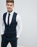 Twisted Tailor Ginger Super Skinny Suit Vest In Green Check