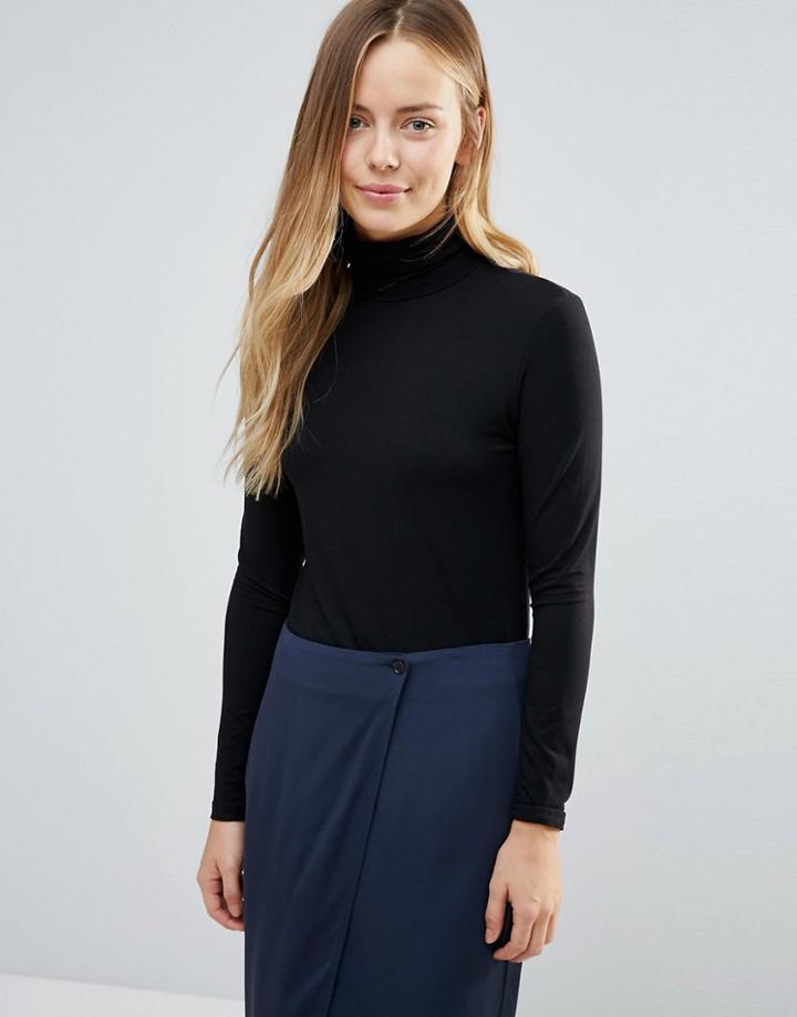 Ganni Barneys Classic Rollneck Top In Black - Black