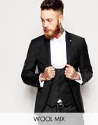 Noose & Monkey Tuxedo Suit Jacket With Stretch And Contrast Satin Lapel In Skinny Fit - Black