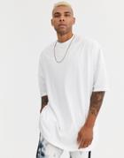 Asos Design Extreme Oversized Super Longline T-shirt With Side Splits In White