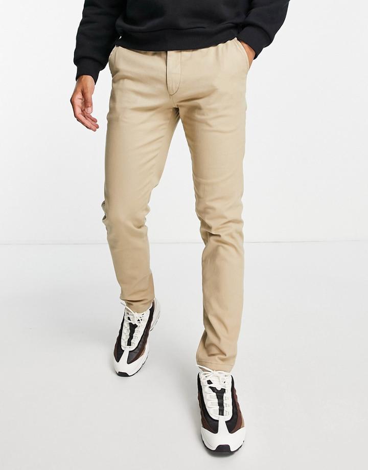 Jack & Jones Intelligence Slim Fit Chinos In Beige-neutral