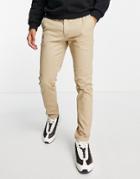 Jack & Jones Intelligence Slim Fit Chinos In Beige-neutral