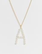 Designb London A Initial Faux Pearl Necklace-gold