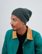 Asos Design Slouchy Beanie In Olive Recycled Polyester - Green