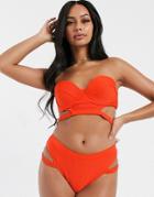 Unique 21 Cut Out Bandeau Bikini Top-orange