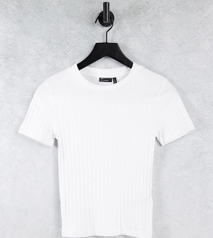 Asos Design Tall Slim Fit T-shirt In Rib In White
