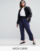 Asos Curve Mixed Fabric Woven Jogger - Navy