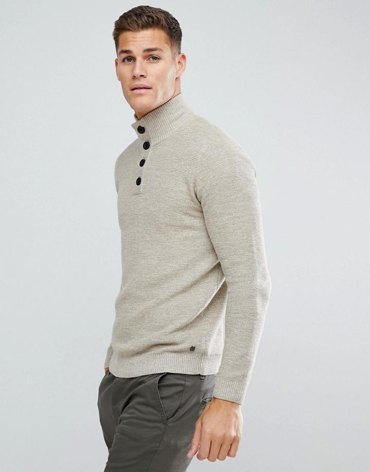 Tom Tailor Funnel Neck Sweater In Cream - Stone