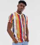 Asos Design Tall T-shirt In Stripe And All Over Nautical Print-multi