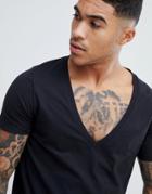 Asos Design T-shirt With Super Deep V Neck - Black
