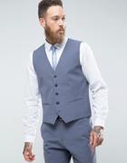 Selected Homme Slim Wedding Vest With Stretch - Blue