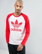 Adidas Originals Longsleeved T-shirt With Trefoil Logo In Red Bk7623 - Red