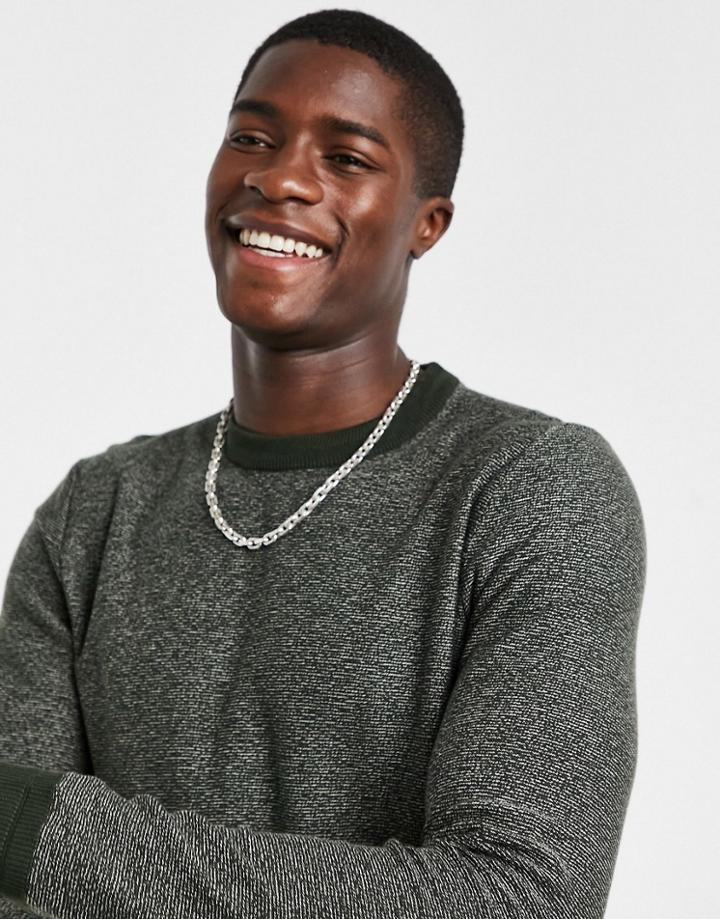 Selected Homme Sweater With Contrast In Khaki-green