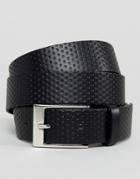 Asos Smart Slim Belt In Black Perforated Leather - Black